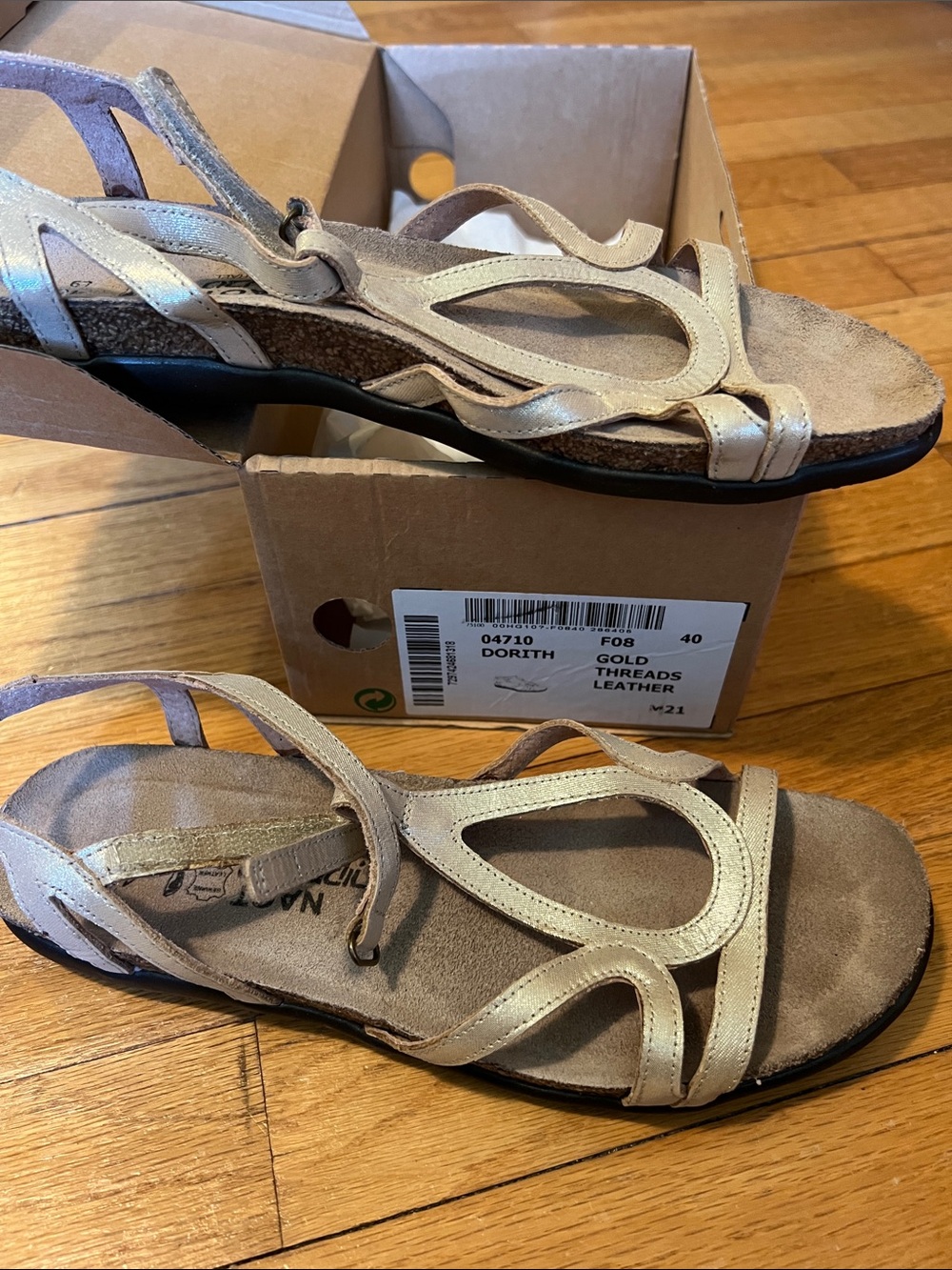 Naot Dorith Gold Leather Strappy Sandal
